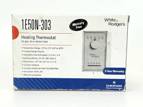 Emerson White-Rodgers 1E50N-303 24V Thermostat, Heat Only, Vertical, °C/°F