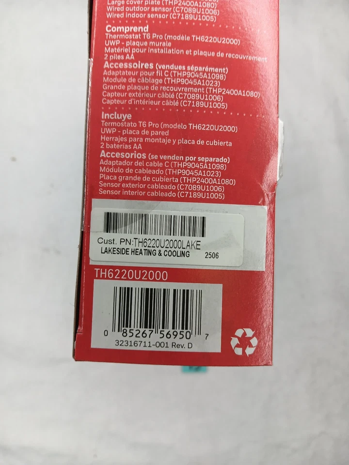 Honeywell *CONTRACTOR BRANDED - see pics* TH6220U2000 T6 PRO - Image 3 of 4