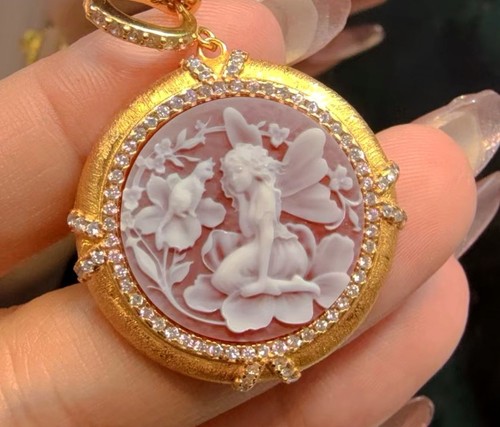 925 sterling silver red Agate Cameo vintage jewelry Pendant estate jewelry - Picture 1 of 1