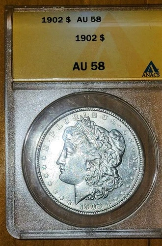 1902  Morgan Silver Dollar AU 58  ANACS