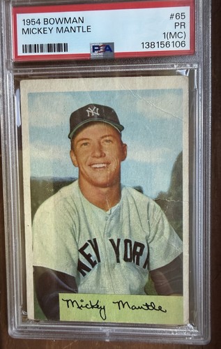 1954 Bowman 65 Mickey Mantle PSA 1 MC