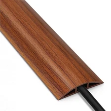 8ft Walnut Wood Cable Cover Floor, LZEOY Extension Cord Cover, Wire Cover for...