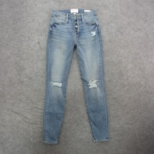 FRAME Le High Skinny Jeans Womens 25 Light Wash High Rise Button Fly Distressed
