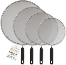 4-Piece Stainless Steel Splatter Guard Set (13", 11.5", 10",8”) Fine Mesh Cover,