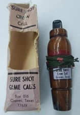 Sure Shot Crow Call #1200 Game Vintage Box Lanyard Wood Bird Hunting 8D3