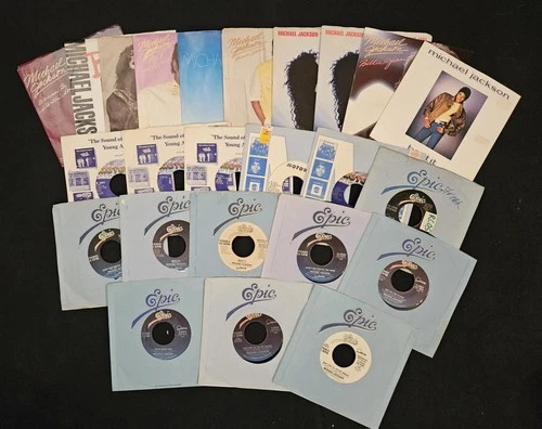 Michael Jackson 45 RPM Record Collection (LOT) of 24 Total with Promos and PS's