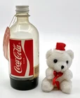 Vintage Coca-Cola Polar Bear Santa Plush Ornament in Plastic Bottle Collectible