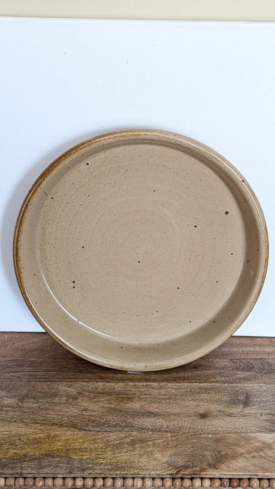 Vintage Dansk Brown Tan Speckled 12" Round Deep Platter Plate Pie Dish Stoneware