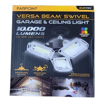 FARPOINT Versa Beam Swivel Garage & Ceiling Light 10,000 Lumens