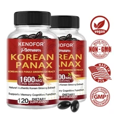 Korean Red Ginseng 1600mg - Improves Performance 30/60/120 Capsules