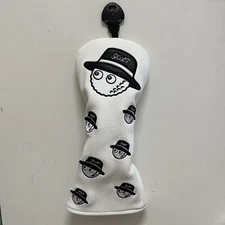 White Golf Hybrid Headcover Pu Leather Club Head Cover Rotatable #2 3 4 5 6 Ut