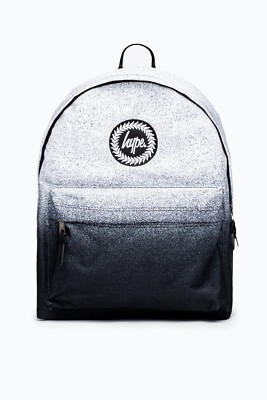 Just Hype Speckle Fade Backpack Black White Logo School Gym Bag