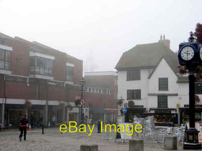 Photo 6x4 Hitchin Square on a foggy morning The tower crane on the site o c2008