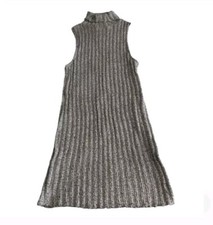 BDG Medium Urban Outfitters Grey Ribbed Sleeveless Turtleneck Sweater Dress