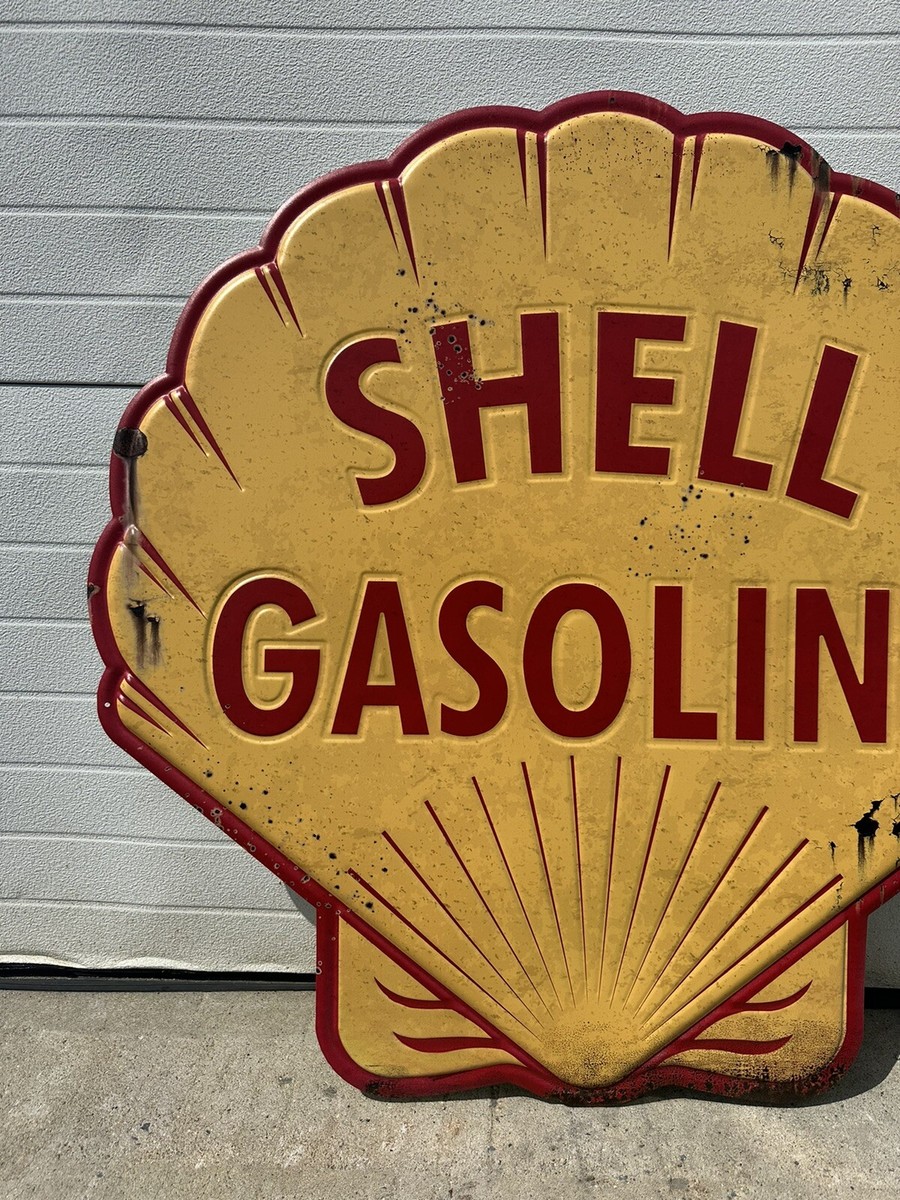 Shell Gasoline Metal Sign Garage Shop Parts Tools Vintage Style