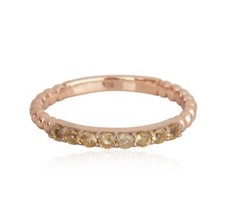 925 Silver Rose Gold Plated Citrine Gemstone Engagement Band Ring Jewelry