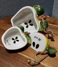 Vintage Red Apple Hanging Ceramic Measuring Cup Set Of 3 