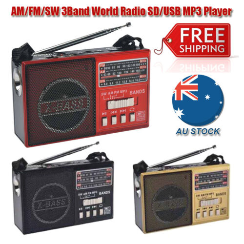 AM/FM/SW 3Band World Radio SD/USB MP3 Player Led Torch Rechargeable - Picture 1 of 17