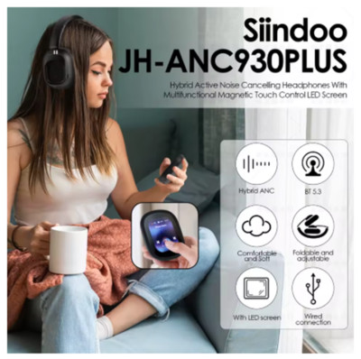 Siindoo Hybrid JH-ANC930 Plus Wireless Headphones w Active Noise Cancelling