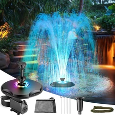 Floating Pond Fountain with LED Lights, 40W 660GPH Pond Pump with 3 Modes Spray,
