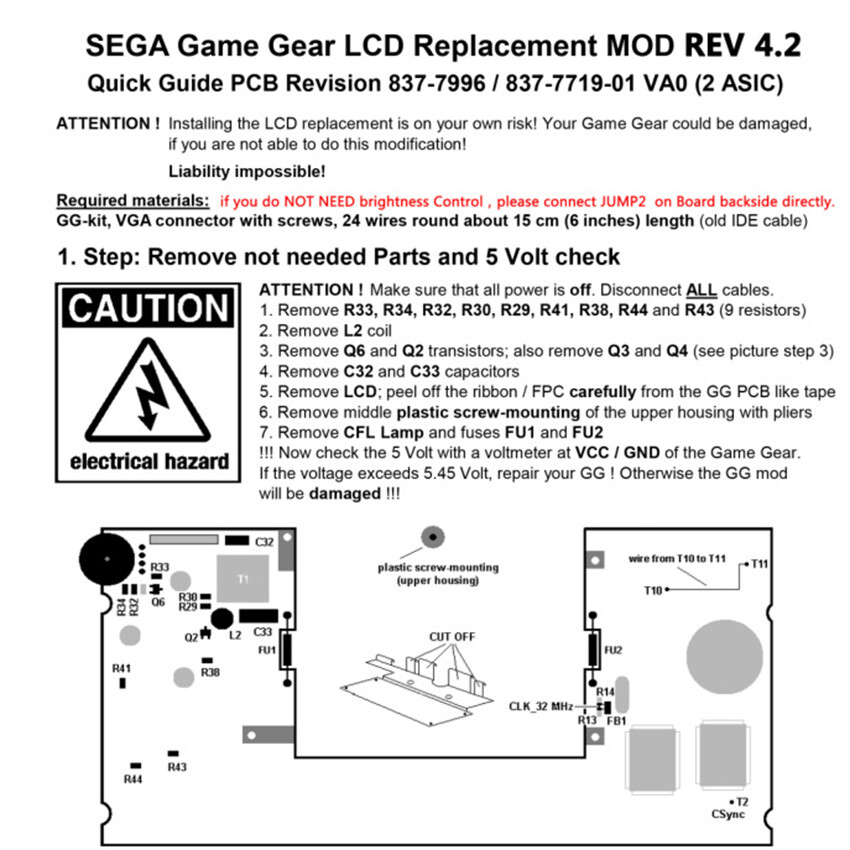 Kit écran LCD V4.2 Pour Sega Game Gear - Rétroéclairage, Faible Consommation, Meilleure Visibilité