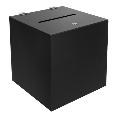 12*12*12in Black Deluxe Donation Box Tip Jar Ballot Suggestion With Lock USA - Picture 6 of 18