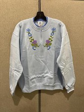 PFI Fashions Women's Blue Floral Quarter Zip Sweatshirt Size M New