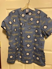 Fashion Seal Womens Scrub Top Size Large Blue Ultra Care Esperience Excellence