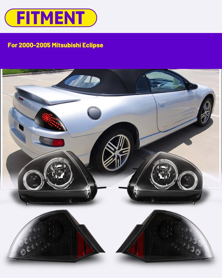Faros para Mitsubishi Eclipse 2000-2005 + luces traseras LED lámpara de freno trasero Foto 2 de 4