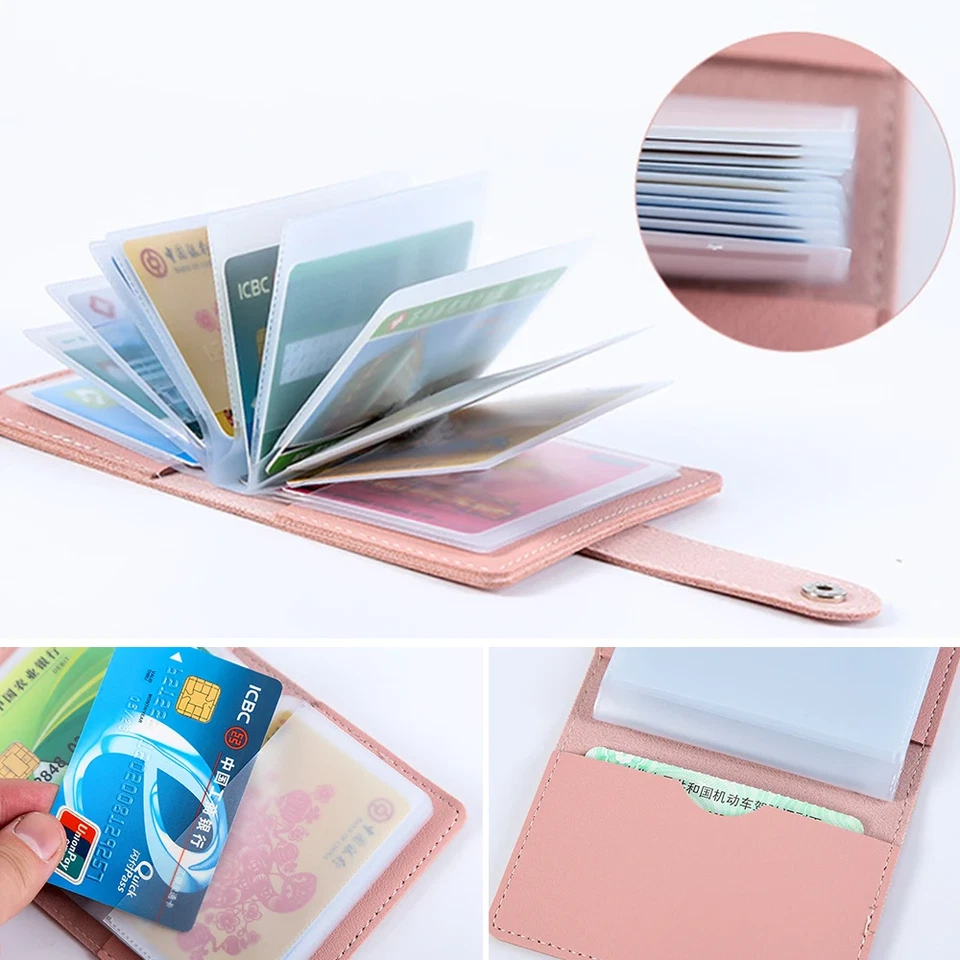 Lote de 26 tarjetas de crédito con bloqueo RFID delgado de cuero PU Pocker Wallet Foto 3 de 4