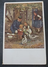 vtg postcard Blume-Siebert Gansebesuch Hessische Trachten 270 Gustav Mandt