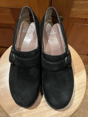 Dansko Black Clio Nubuck Suede Wedge Clogs 7.5-8 38 - Picture 5 of 12