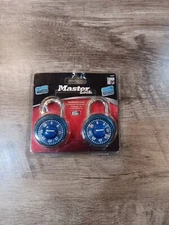 MASTER LOCK 1530T  2 Locks 1 Combo Blue 7mm Hardened Steel Shakle