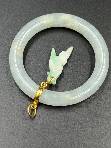 Antique Chinese Celadon Jade Pendent Large Hand Carved Bird 18CT Gold Mount - Picture 14 of 17