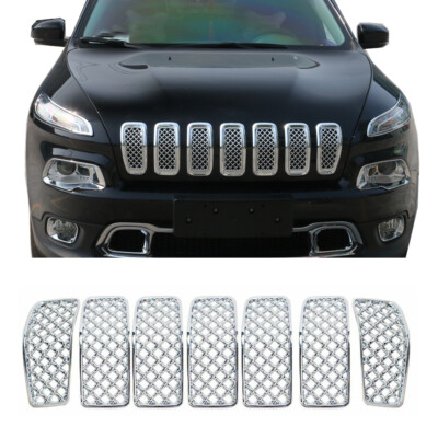 Front Grill Insert Grille Trim Set For Jeep Cherokee 2014-2018 Accessories