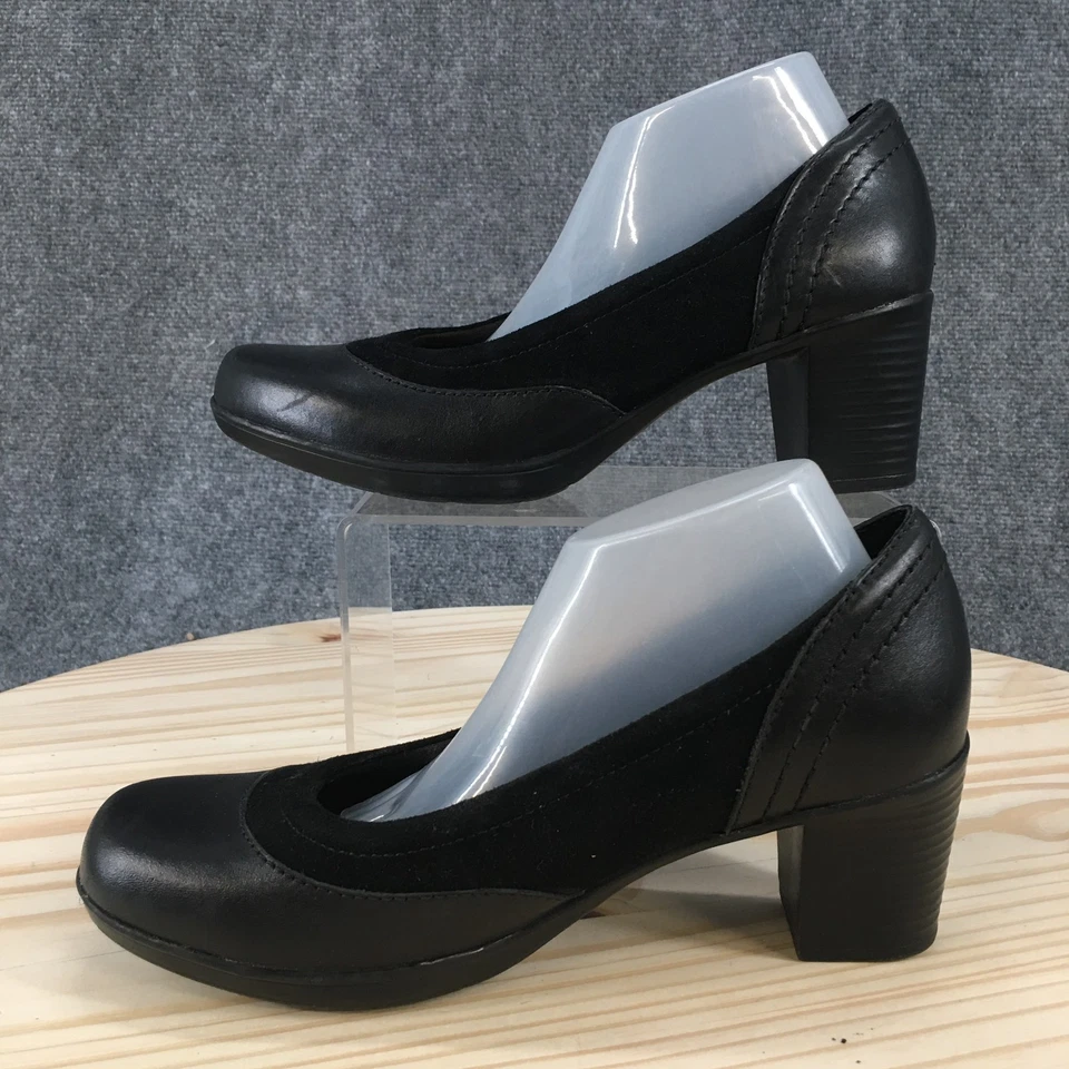 Женские туфли-лодочки Clarks Bendables 7 M черные без застежек на кожаных каблуках повседневные - Изображение 2 из 4