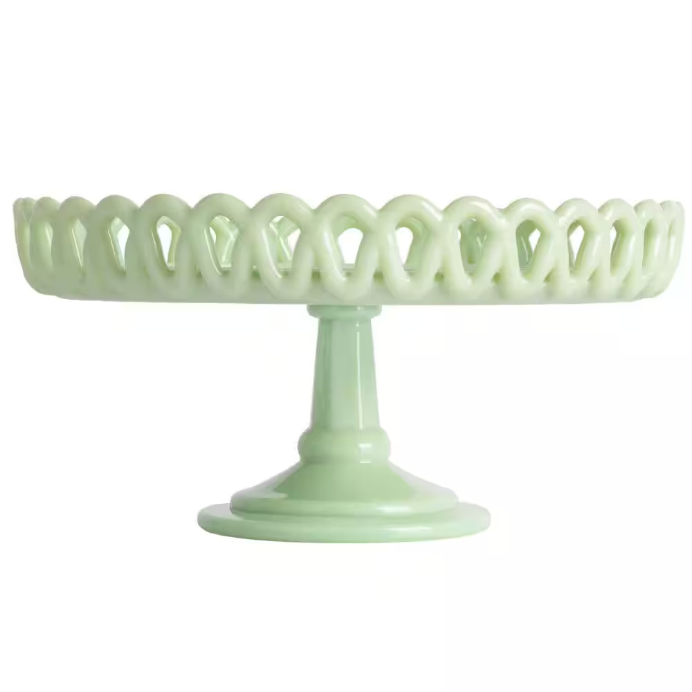 Highbrook 1-Tier Mint Green Jadeite Glass Loop Cake Stand