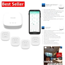 Smart Home Water Leak Detector Kit: Hub & 4 Sensors with Long-Range Alert System