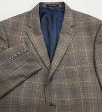 Jos A Bank Blazer Mens 48R Windowpane Silk Blend 2-Button Reserve