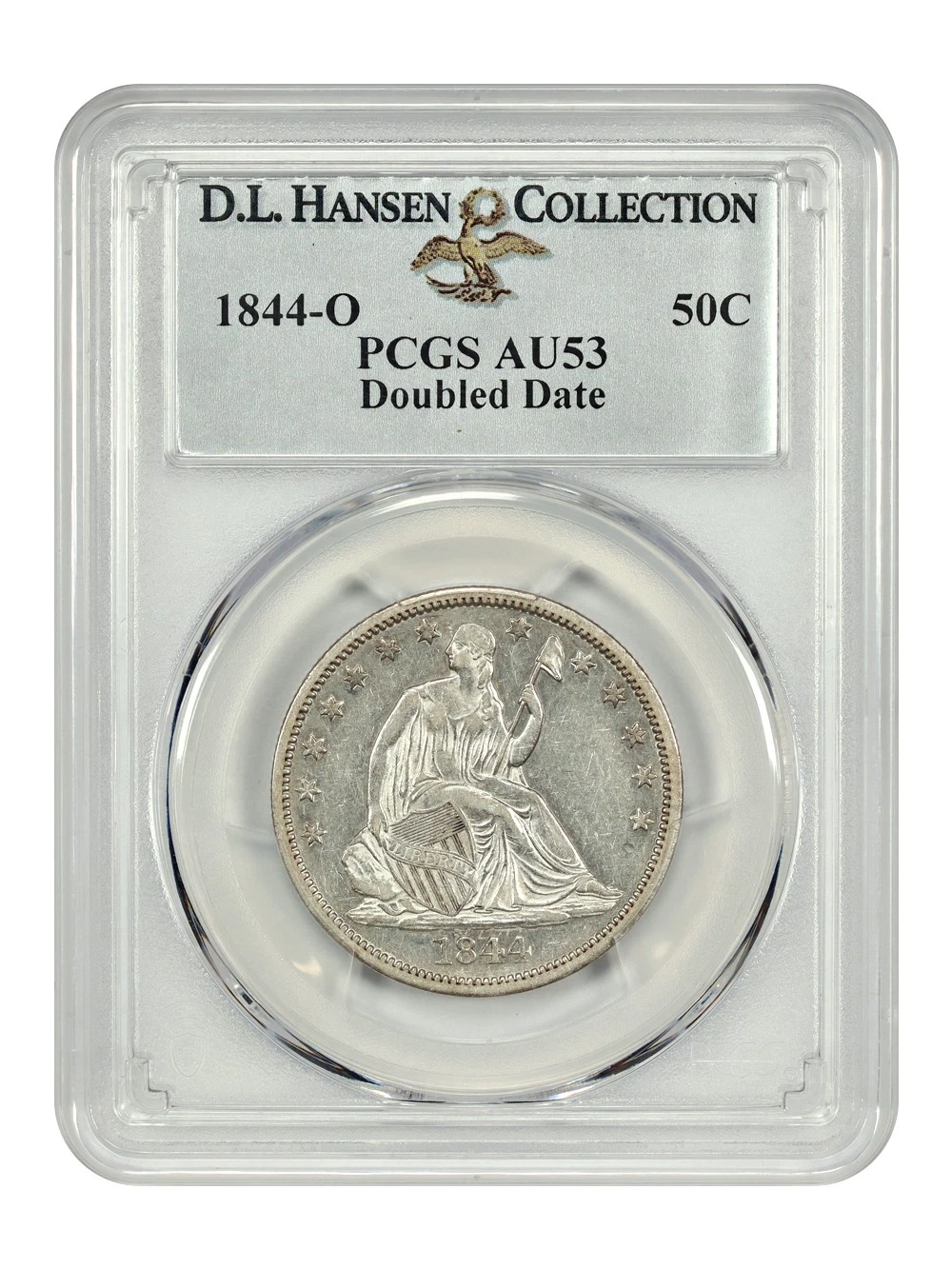 1844-O 50C PCGS AU53 (Doubled Date) ex: D.L. Hansen - Liberty Seated Half Dollar