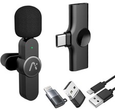 Aisizon Wireless Clip Mic, Wireless Lavalier Microphones, Lapel Clip-on Micropho