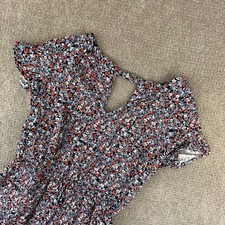 Gap A Line Dress Womens Small Multicolor Floral V Neck Pleated Keyhole Back
