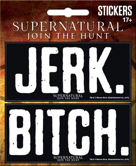 ATABOY Supernatural TV Series JERK and BITCH Peel Off Stickers Set NEW SEALED