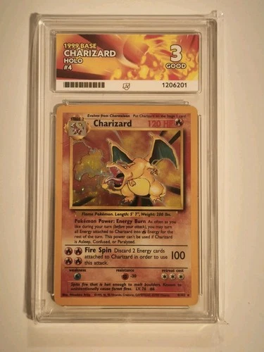 Pokemon Charizard Base Set 4/102 Holo 1999 Card Ace 3 Graded slab