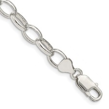 Sterling Silver 8mm Fancy Rolo Chain 8 inches