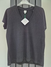 BNWT John Lewis Short Sleeve Linen V Neck T Shirt Top Black Size 8 RRP £35.00
