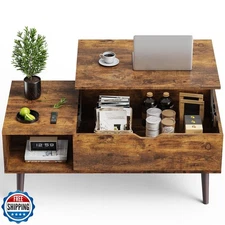 OLIXIS Wooden Coffee Table, Lift Top Coffee Table with Large Hidden Compartme