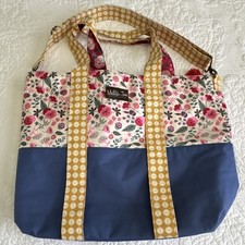 Matilda Jane Floral Tote Bag Zip Top Blue Bottom Tassel Adjustable Strap Pockets