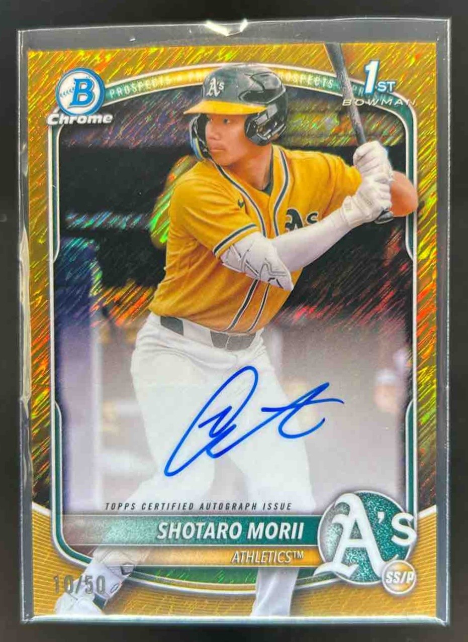 2025 Bowman Chrome Shotaro Morii Auto 1st Prospect Gold Shimmer Refractor #10/50