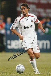 Rare Paolo Maldini Signed 12"x8" AC Milan Photo